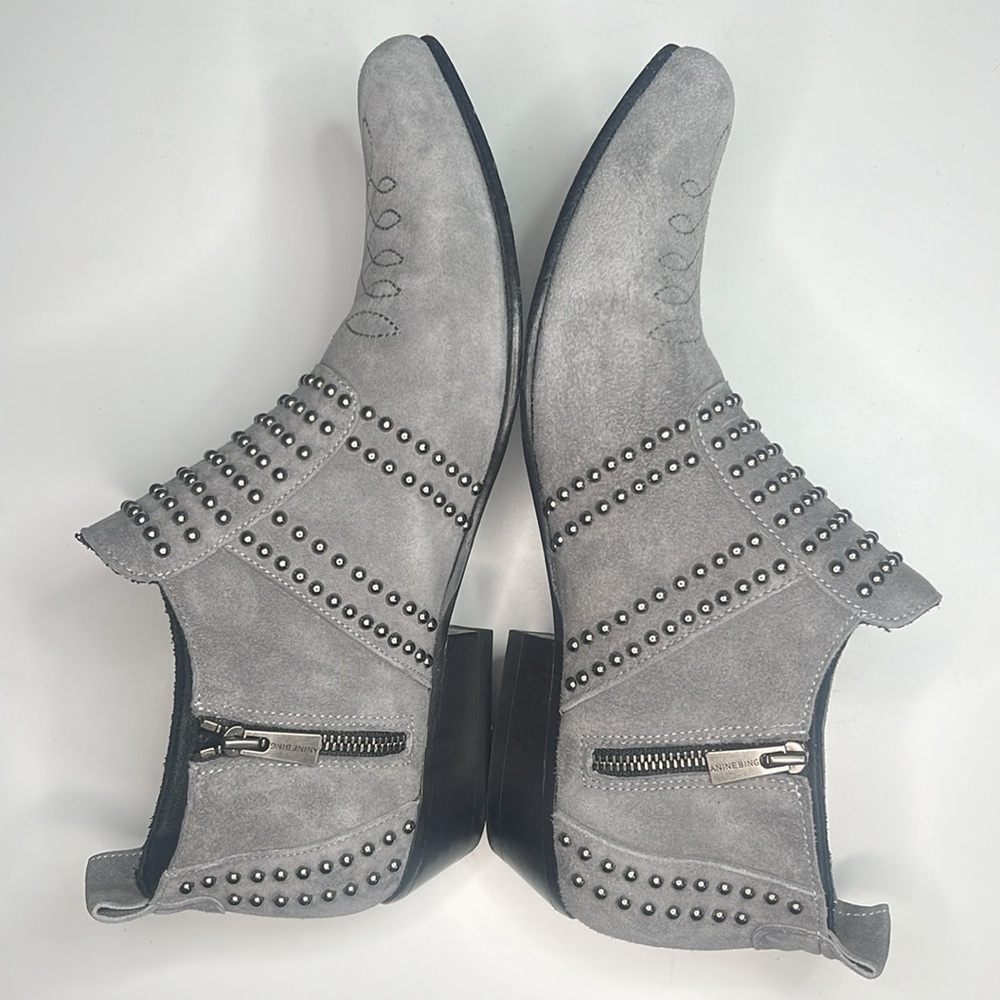 Anine Bing - Charlie Low Grey Suede Studded Ankle Boots Women's Size US 7/EU 37 - Picture 7 of 12